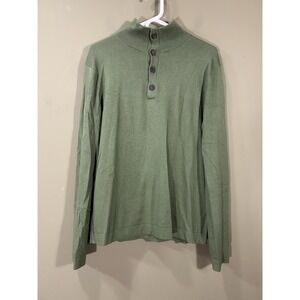 Vtg Banana Republic Silk Cashmere Sweater Mens Sz Med Green Pullover Mock Neck
